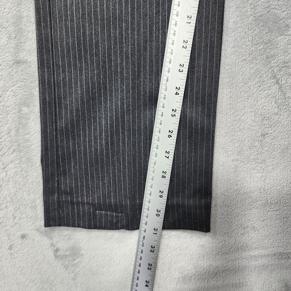 Vintage Merona Pants Womens 14 Gray Pinstripe Straight Leg Stretch Office - Picture 8 of 10